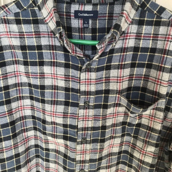 Croft&Barrow Shirt SzL Plaid Flannel Buttondown Collar Cuffs Pre-Owned - Picture 8 of 9